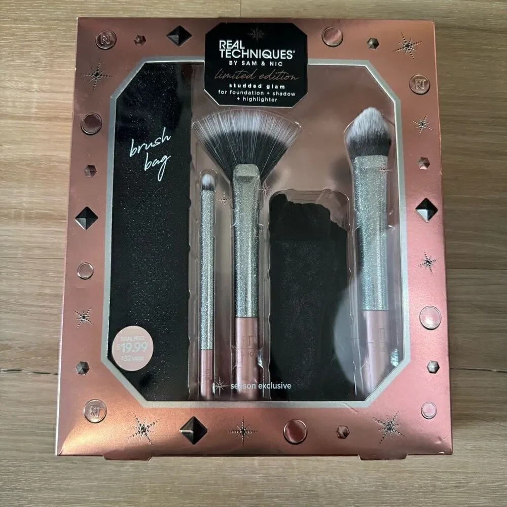 Real Techniques Limited Edition Studded Glam Makeup Brush Set 5 Piece New In Box